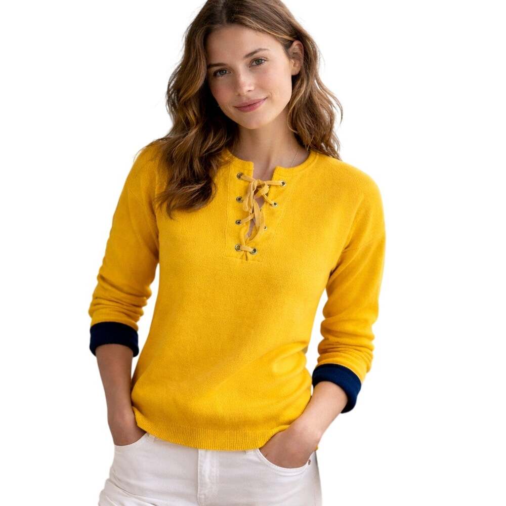 J.Crew Collection Women's Bonded Lace up Sweater in Mustard Yellow Size Small